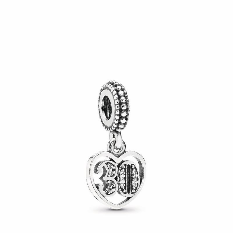 Pandora 30 Years Of Love Dangle Charm - Sterling Silver/Cubic Zirconia - Canada | CK9819MW